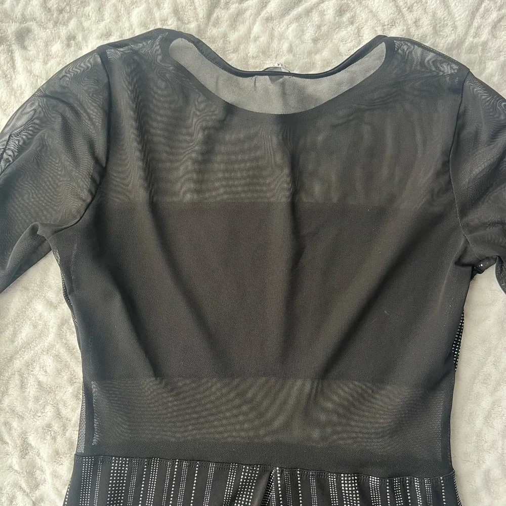 A.U.W Elegant Black Diamond Mesh Dress | Size Small - Picture 9 of 12